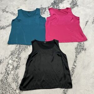 Talbots Silk Tank Top Bundle Womens Size 14 Sleeveless Shell Blouse Lot of 3